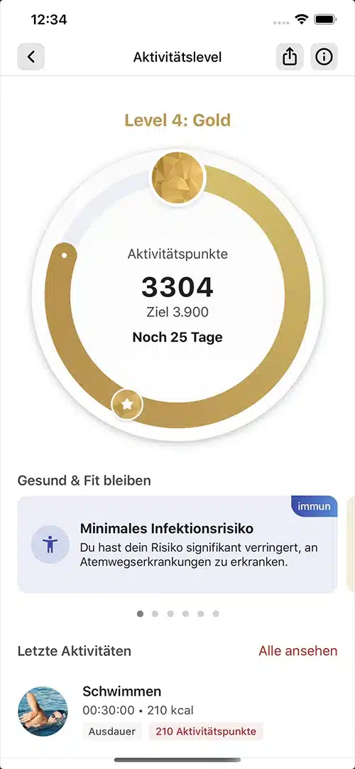 Schau dir dein Aktivitätslevel an und lerne, wie hoch dein Infektionsrisiko ist.